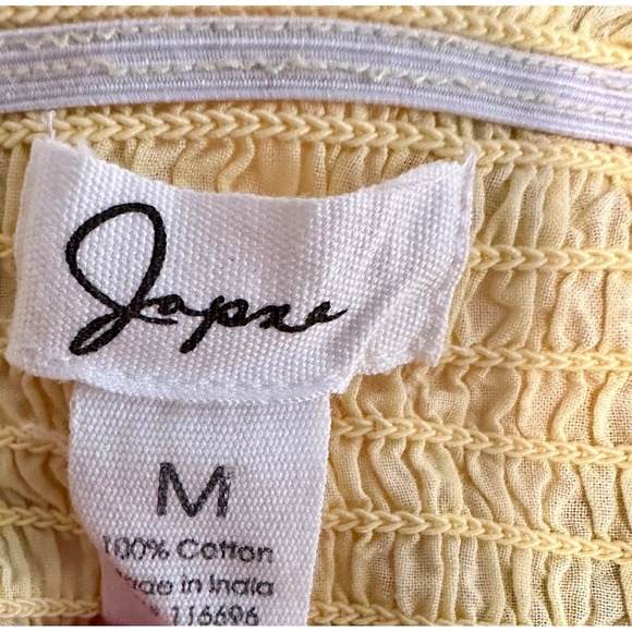 Yellow Smocked Ruffle Square Neck Eyelet Flutter Sleeve Crop Top Women's M - Picture 3 of 3